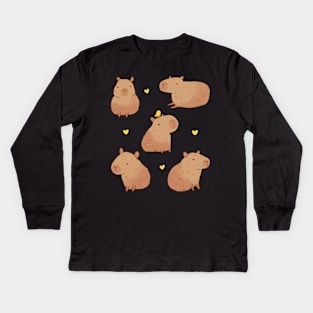 capybaras drawing Kids Long Sleeve T-Shirt